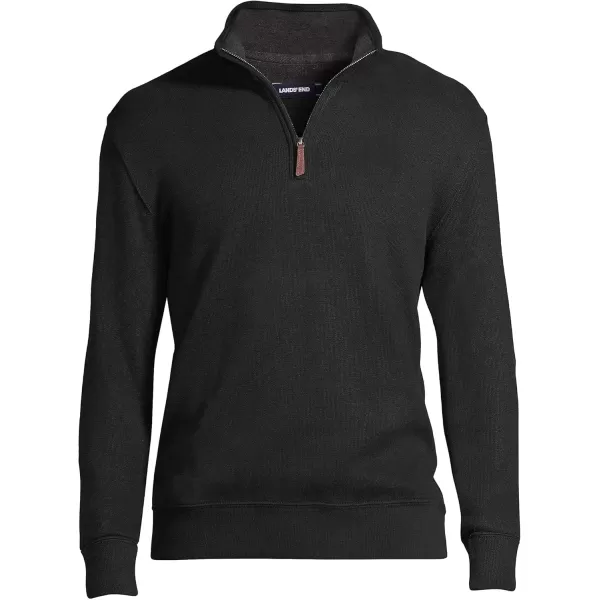 imageLands End Mens Bedford Rib Quarter Zip SweaterBlack