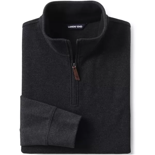 imageLands End Mens Bedford Rib Quarter Zip SweaterDark Charcoal Heather