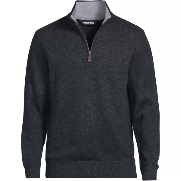 imageLands End Mens Bedford Rib Quarter Zip SweaterDark Charcoal Heather