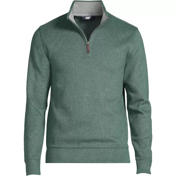 imageLands End Mens Bedford Rib Quarter Zip SweaterDeep Woodland Green Heather