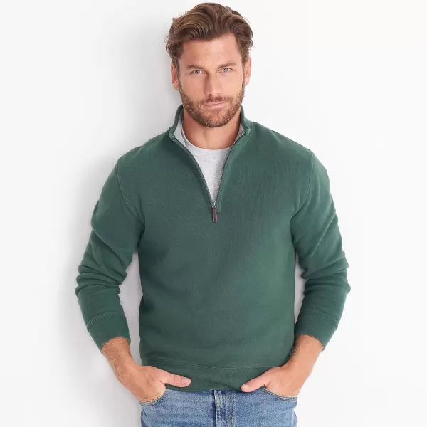 imageLands End Mens Bedford Rib Quarter Zip SweaterDeep Woodland Green Heather