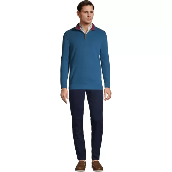 imageLands End Mens Bedford Rib Quarter Zip SweaterEvening Blue