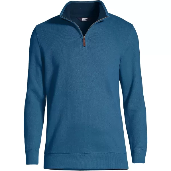 imageLands End Mens Bedford Rib Quarter Zip SweaterEvening Blue