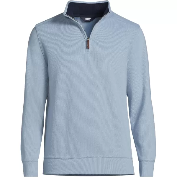 imageLands End Mens Bedford Rib Quarter Zip SweaterPale Slate Blue