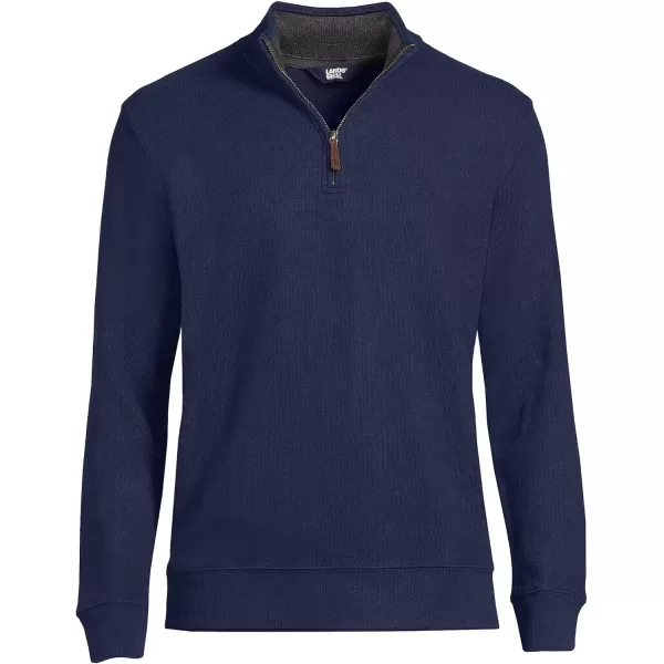 imageLands End Mens Bedford Rib Quarter Zip SweaterRadiant Navy