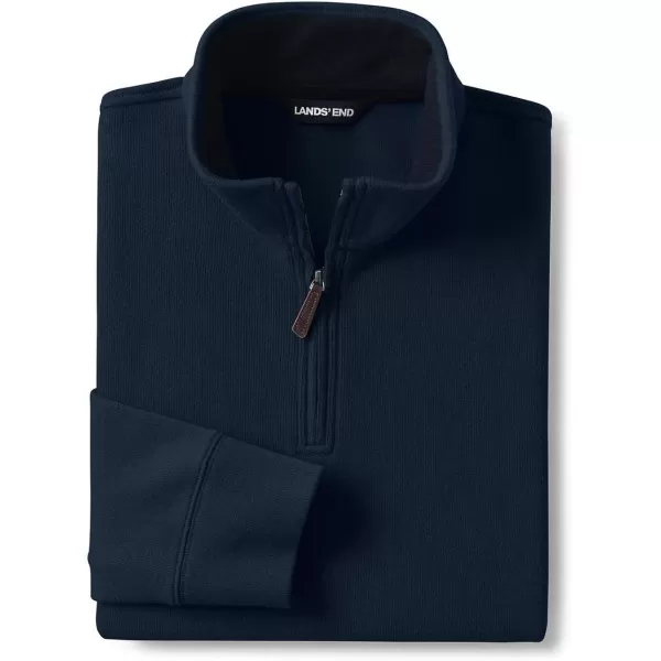 imageLands End Mens Bedford Rib Quarter Zip SweaterRadiant Navy