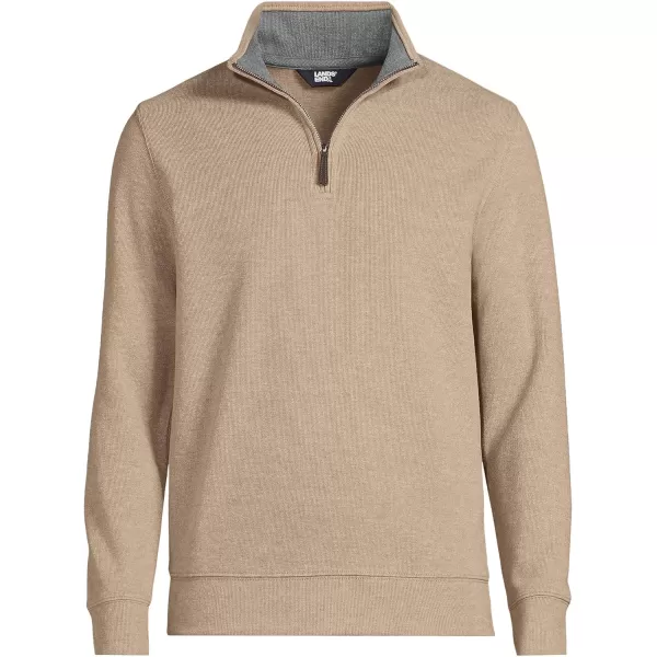 imageLands End Mens Bedford Rib Quarter Zip SweaterRich Camel Heather