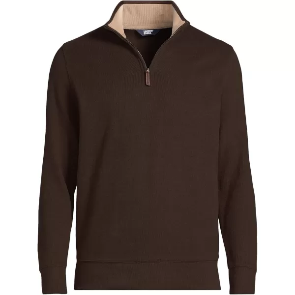 imageLands End Mens Bedford Rib Quarter Zip SweaterRich Coffee