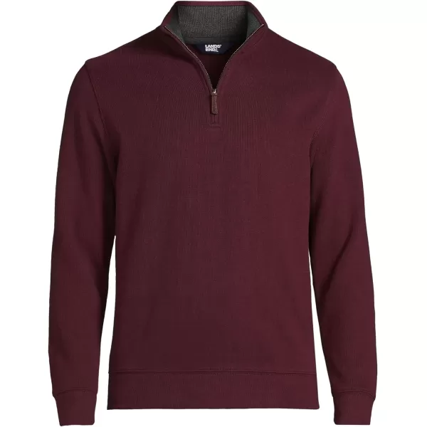 imageLands End Mens Bedford Rib Quarter Zip SweaterRoyal Burgundy