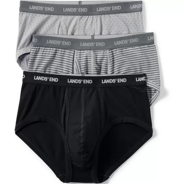 imageLands End Mens Comfort Knit Brief 3 PackBlackGray 3 Pack