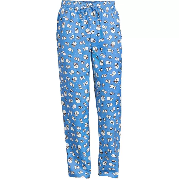 imageLands End Mens Flannel Pajama PantsChicory Blue Snowman