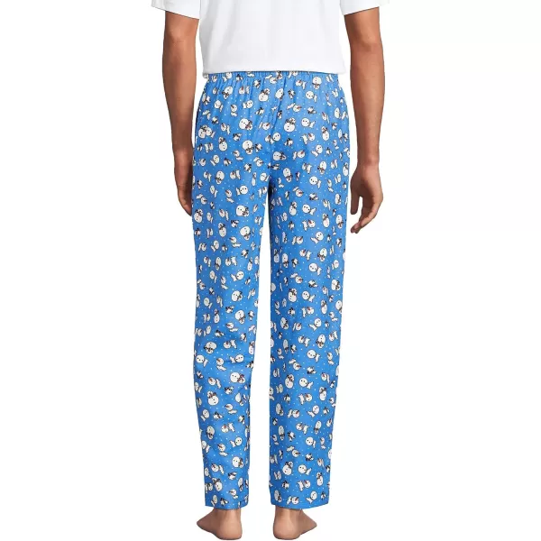 imageLands End Mens Flannel Pajama PantsChicory Blue Snowman