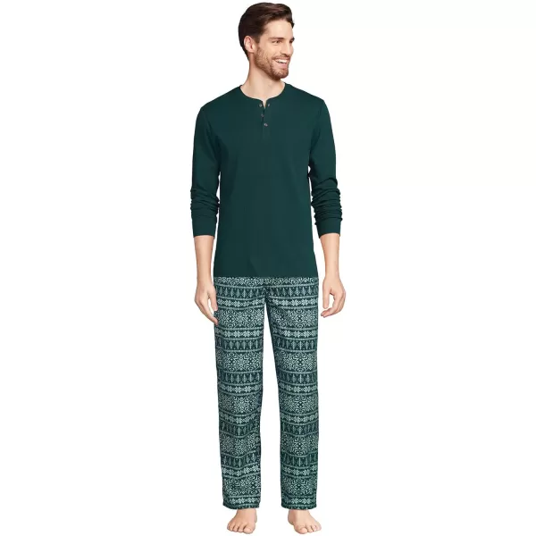 imageLands End Mens Flannel Pajama PantsDeep Balsam Stripe Snowflake