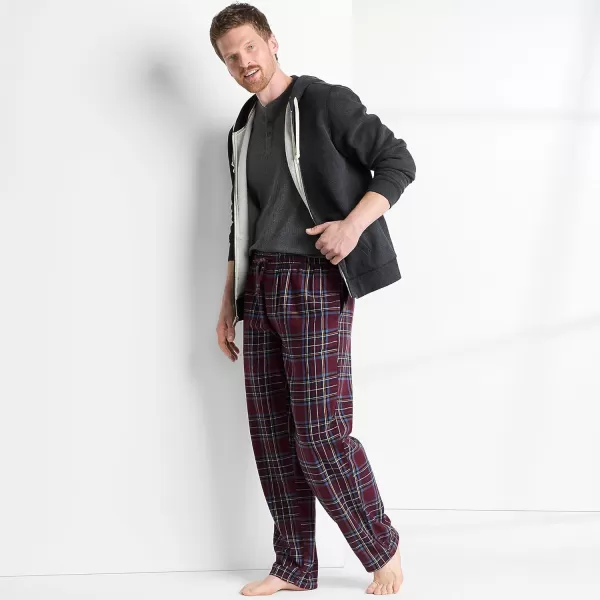 imageLands End Mens Flannel Pajama PantsRoyal BurgundyBlue Plaid