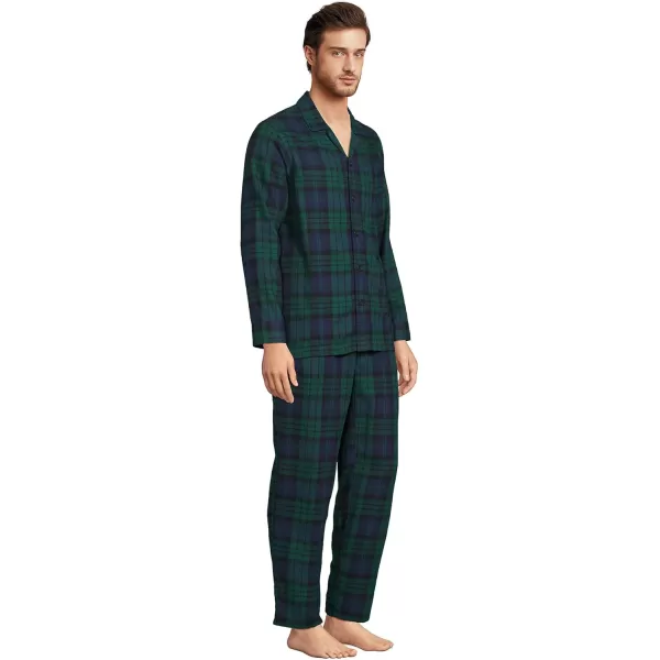 imageLands End Mens Flannel Pajama SetEvergreen Blackwatch Plaid