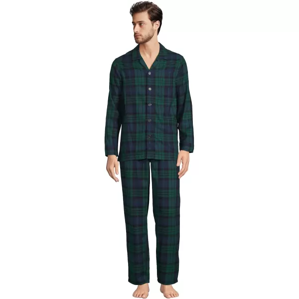 imageLands End Mens Flannel Pajama SetEvergreen Blackwatch Plaid