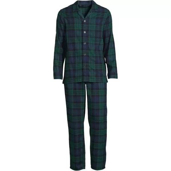 imageLands End Mens Flannel Pajama SetEvergreen Blackwatch Plaid