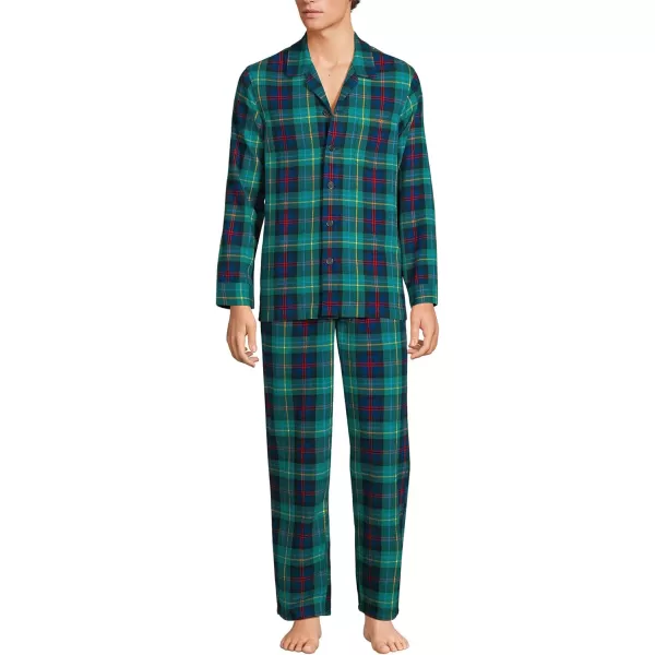 imageLands End Mens Flannel Pajama SetGreenNavyHeritage Red Plaid