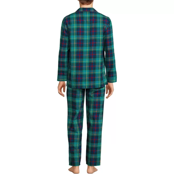 imageLands End Mens Flannel Pajama SetGreenNavyHeritage Red Plaid