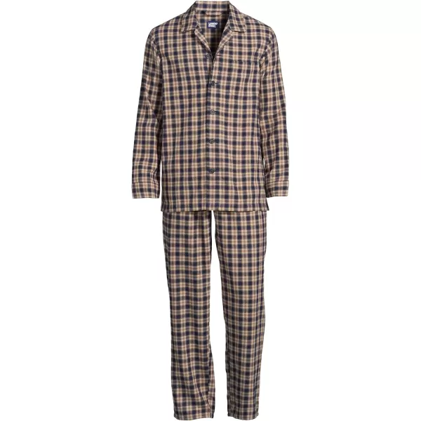 imageLands End Mens Flannel Pajama SetRadiant NavyKhaki Plaid