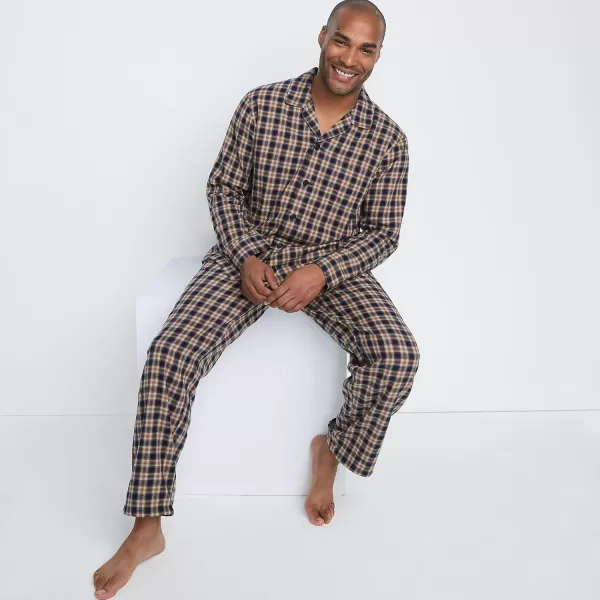 imageLands End Mens Flannel Pajama SetRadiant NavyKhaki Plaid