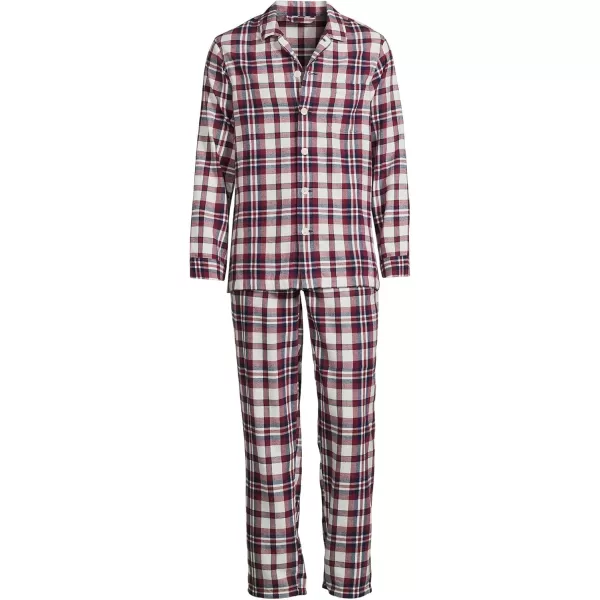 imageLands End Mens Flannel Pajama SetRich BurgundyNavy Plaid