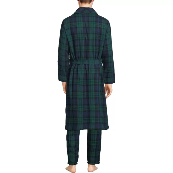 imageLands End Mens Flannel Sleepwear RobeEvergreen Blackwatch Plaid