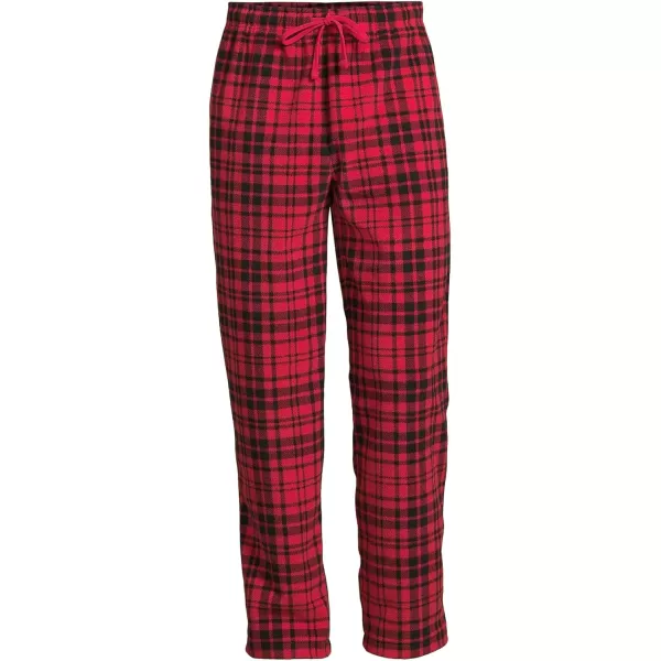 imageLands End Mens Fleece Pajama PantsBlackRich Red Plaid