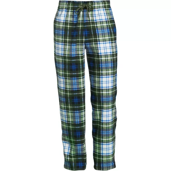 imageLands End Mens Fleece Pajama PantsBlueEvergreen Forest Plaid