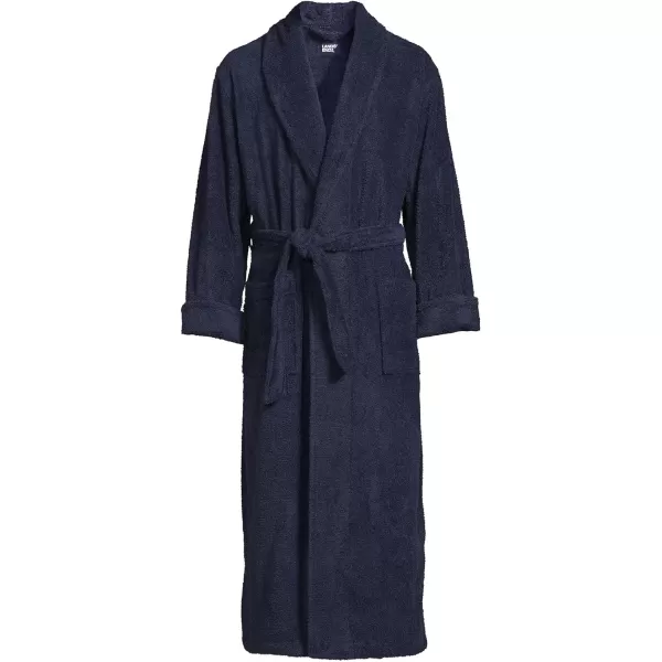 imageLands End Mens Full Length Turkish Cotton Terry BathrobeDeep Sea Navy