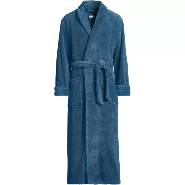 imageLands End Mens Full Length Turkish Cotton Terry BathrobeEvening Blue