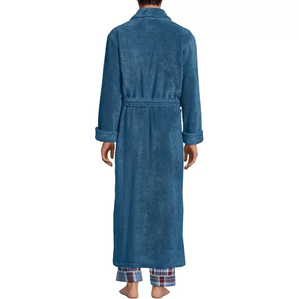 imageLands End Mens Full Length Turkish Cotton Terry BathrobeEvening Blue