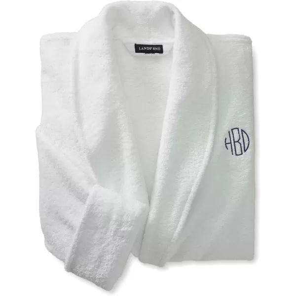 imageLands End Mens Full Length Turkish Cotton Terry BathrobeWhite