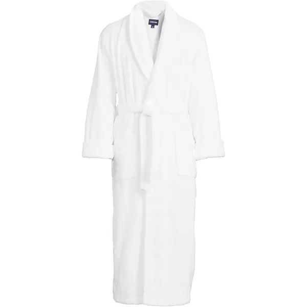 imageLands End Mens Full Length Turkish Cotton Terry BathrobeWhite