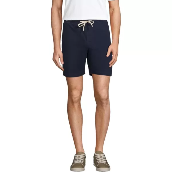 imageLands End Mens 7quot Stretch Knockabout Pull On Deck ShortsRadiant Navy