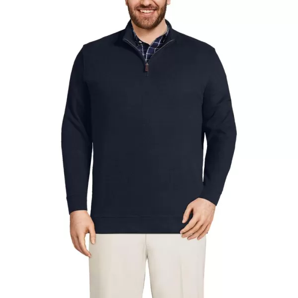 imageLands End Mens Bedford Rib Quarter Zip SweaterRadiant Navy