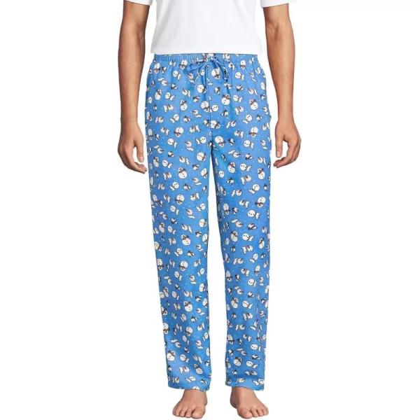 imageLands End Mens Flannel Pajama PantsChicory Blue Snowman