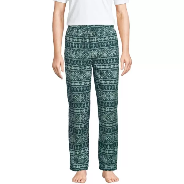 imageLands End Mens Flannel Pajama PantsDeep Balsam Stripe Snowflake