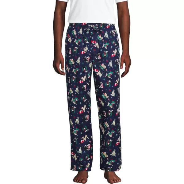 imageLands End Mens Flannel Pajama PantsDeep Sea Navy Holiday Pups