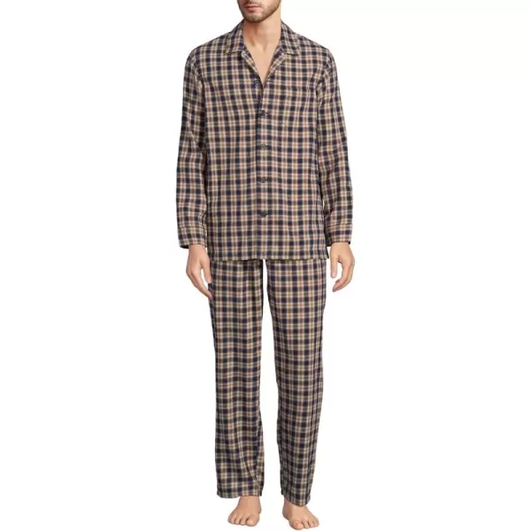 imageLands End Mens Flannel Pajama SetRadiant NavyKhaki Plaid