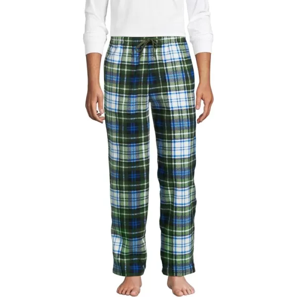 imageLands End Mens Fleece Pajama PantsBlueEvergreen Forest Plaid