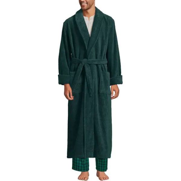 imageLands End Mens Full Length Turkish Cotton Terry BathrobeDeep Forest