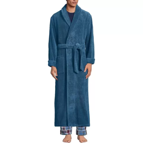 imageLands End Mens Full Length Turkish Cotton Terry BathrobeEvening Blue