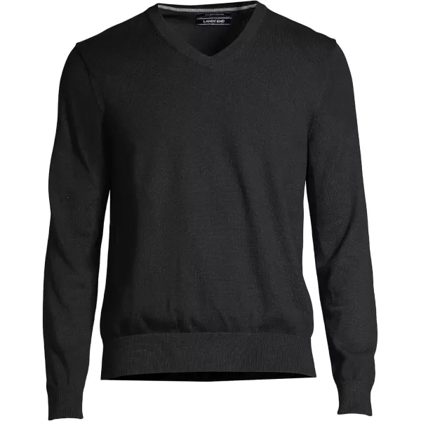 imageLands End Mens Classic Fit Fine Gauge Supima Cotton VNeck SweaterBlack