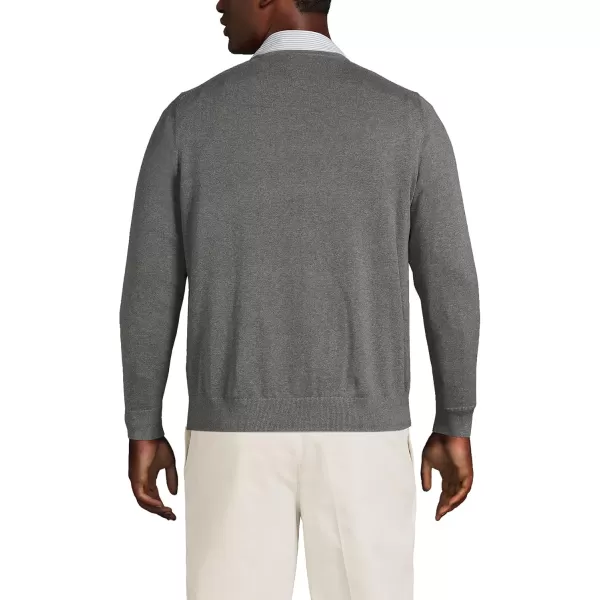 imageLands End Mens Classic Fit Fine Gauge Supima Cotton VNeck SweaterCharcoal Heather