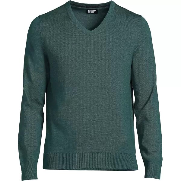 imageLands End Mens Classic Fit Fine Gauge Supima Cotton VNeck SweaterDeep Balsam