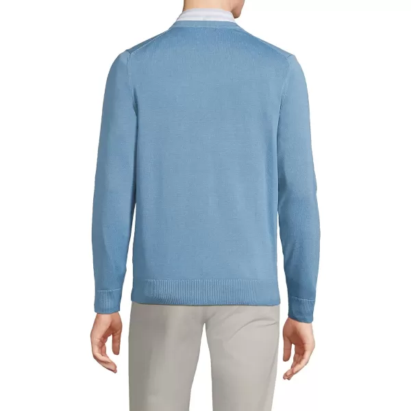 imageLands End Mens Classic Fit Fine Gauge Supima Cotton VNeck SweaterMuted Blue