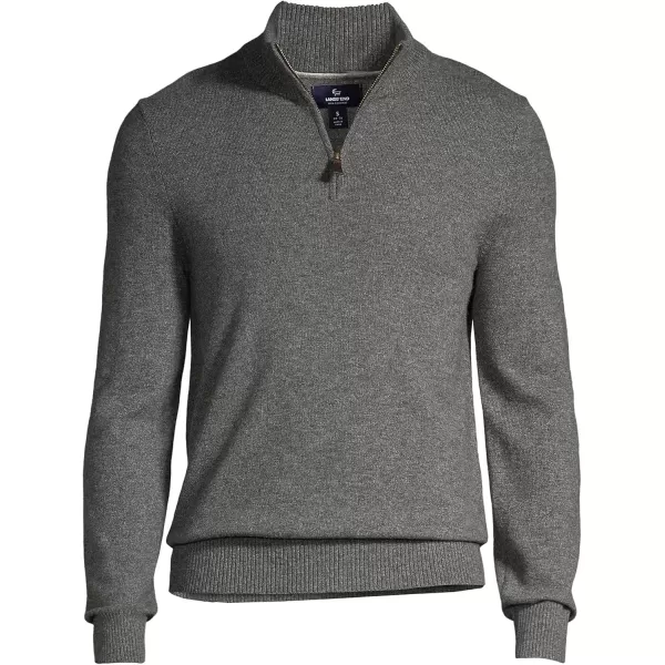 imageLands End Mens Fine Gauge Cashmere Quarter ZipCharcoal Heather