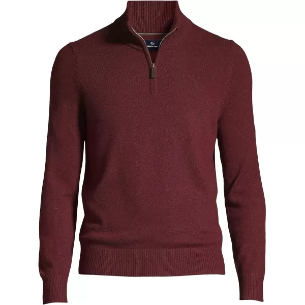 imageLands End Mens Fine Gauge Cashmere Quarter ZipMulled Wine Heather