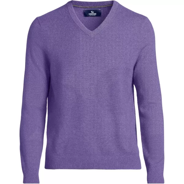 imageLands End Mens Fine Gauge Cashmere VNeck SweaterAlpine Purple Heather